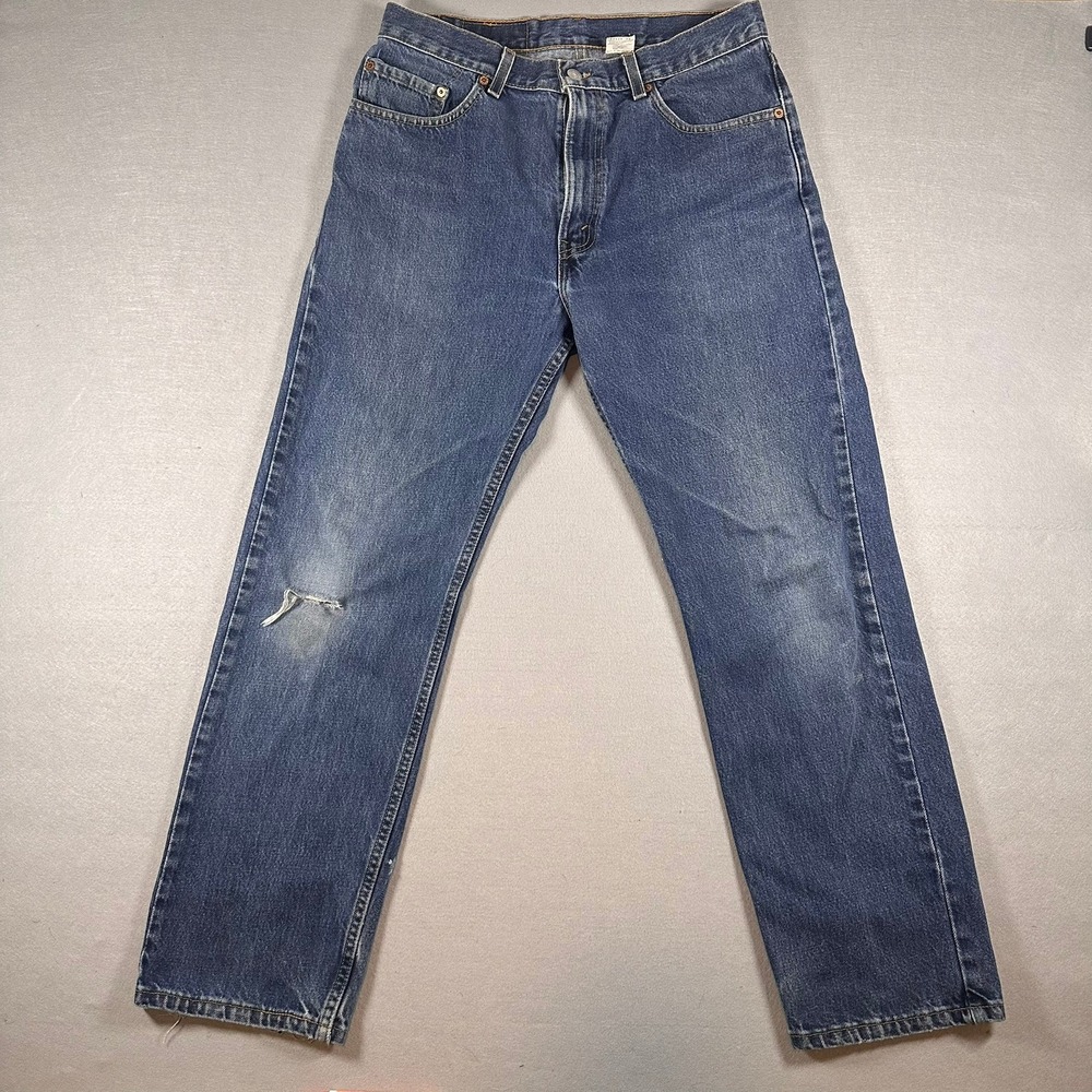 Vintage 90s Levi's 505 Regular Straight Leg Jeans Made in USA Mens W34 L30 Blue